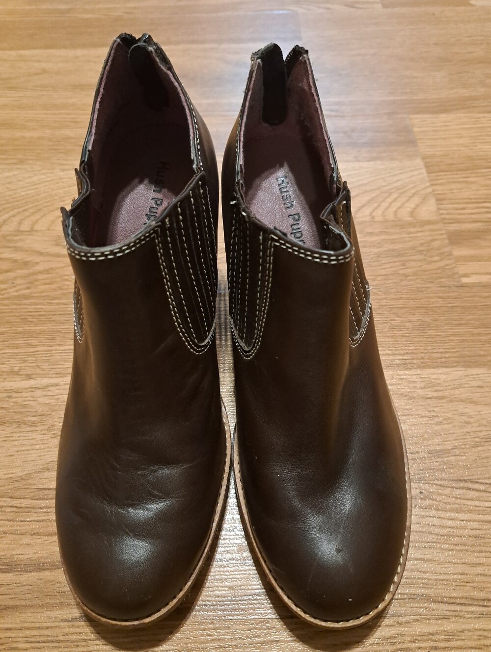 Women's Hush Puppies Dark Brown Leather Ankle Boots